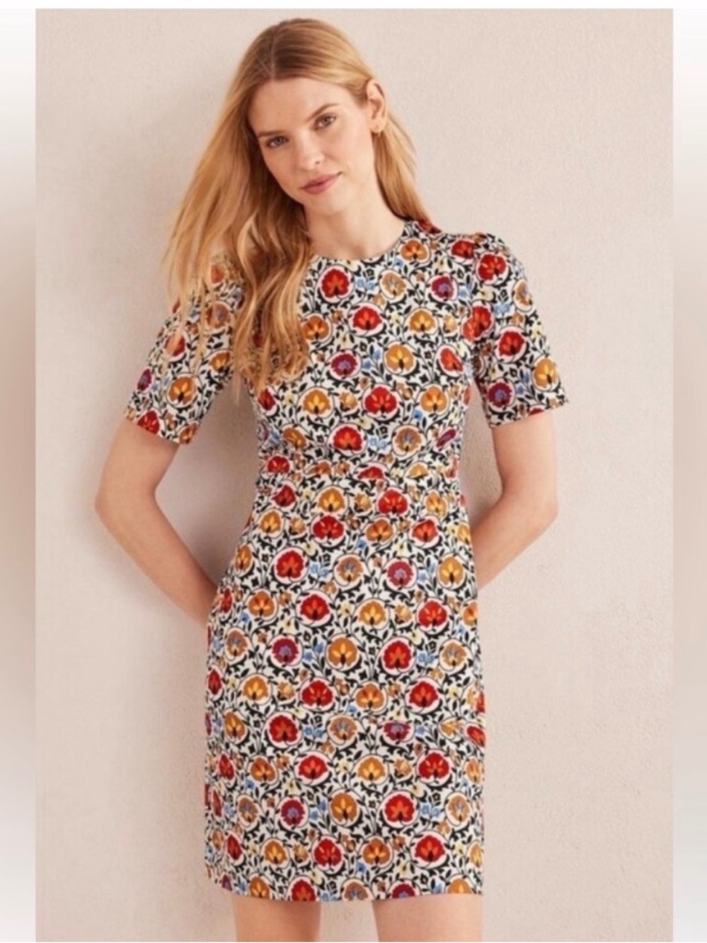 Boden Floral Mini Shift Dress with pockets Sz 16-18